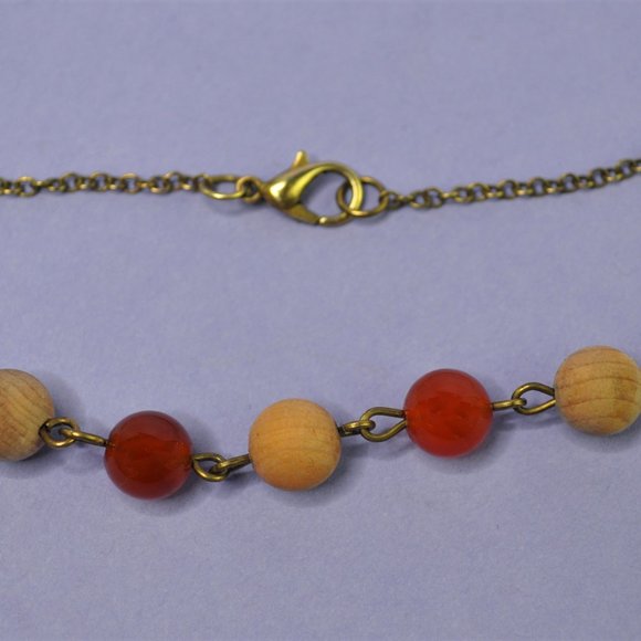 Yew Wood & Fire Agate "Gratitude" Necklace - Picture 4 of 7